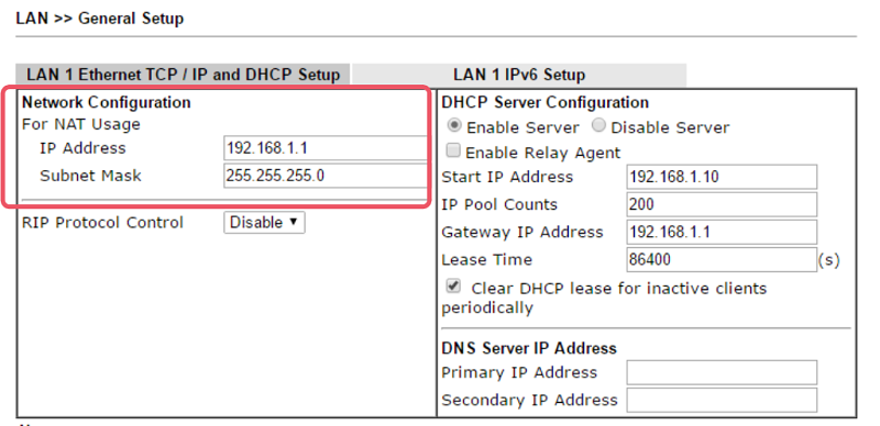 2 LAN IP Settings Draytek