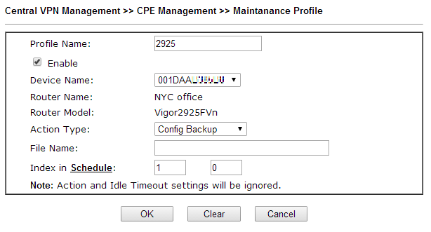 Configuracion VPN 17 - Maintanance profile