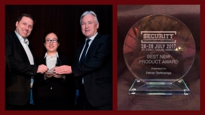 Representantes de Dahua recibiendo el reconocimiento &quot;Security Best New Product Award&quot;.